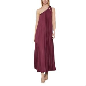 (SOLD) BCBGMAXAZRIA Pleated Tie-Shoulder Maxi Dress Red Burgundy S